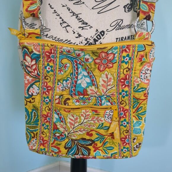 Vera Bradley Crossbody Hipster Retired Yellow Paisley Provencal Pattern - Picture 1 of 4
